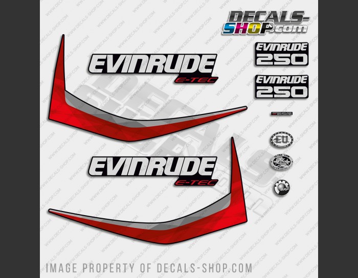 Evinrude 250HP E-tec 2011-2014 Graphite Cowl Outboard Decal Kit